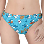 Cute Shark Pattern Print Women's Thong