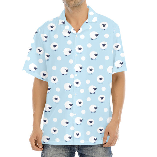 Cute Sheep Pattern Print Aloha Shirt