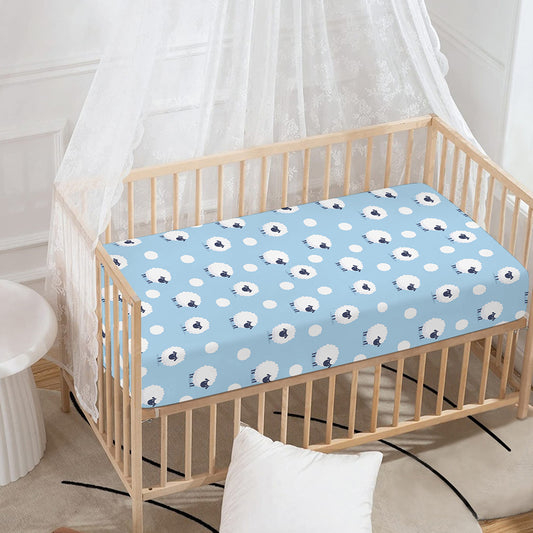 Cute Sheep Pattern Print Baby Crib Sheet