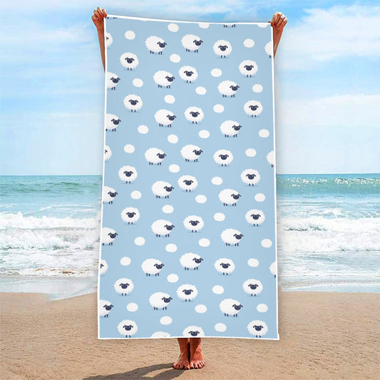Cute Sheep Pattern Print Beach Towel