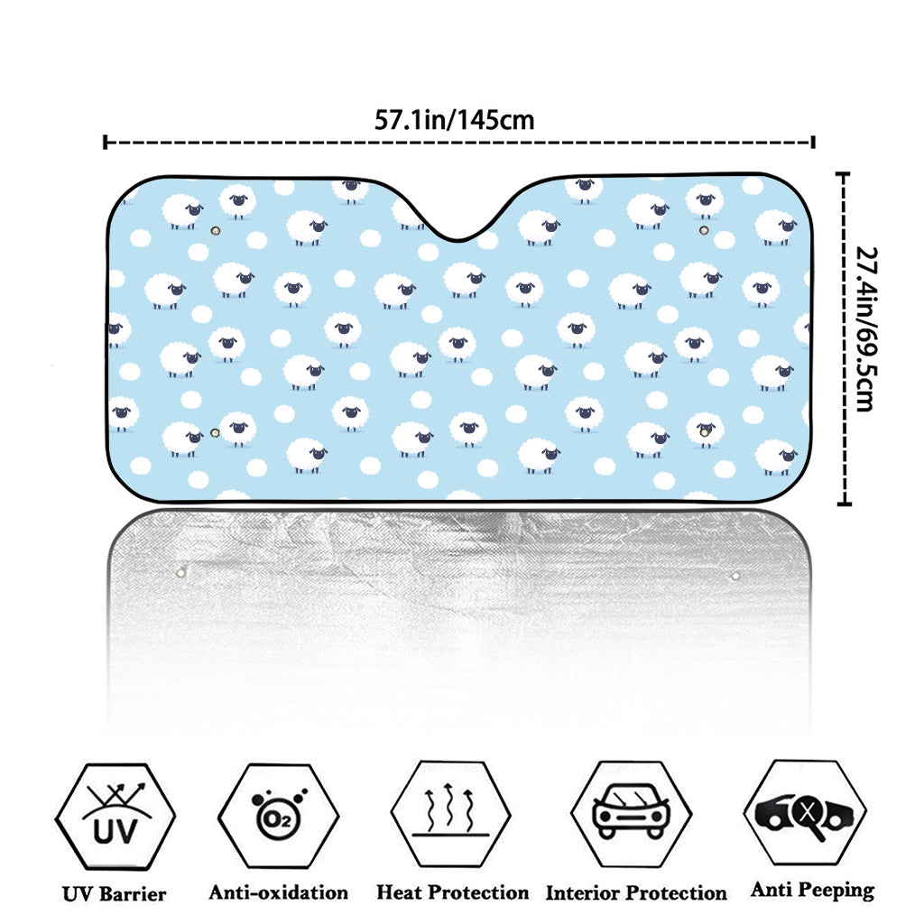 Cute Sheep Pattern Print Car Windshield Sun Shade