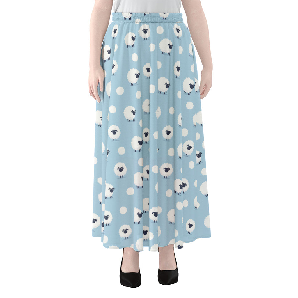 Cute Sheep Pattern Print Chiffon Maxi Skirt