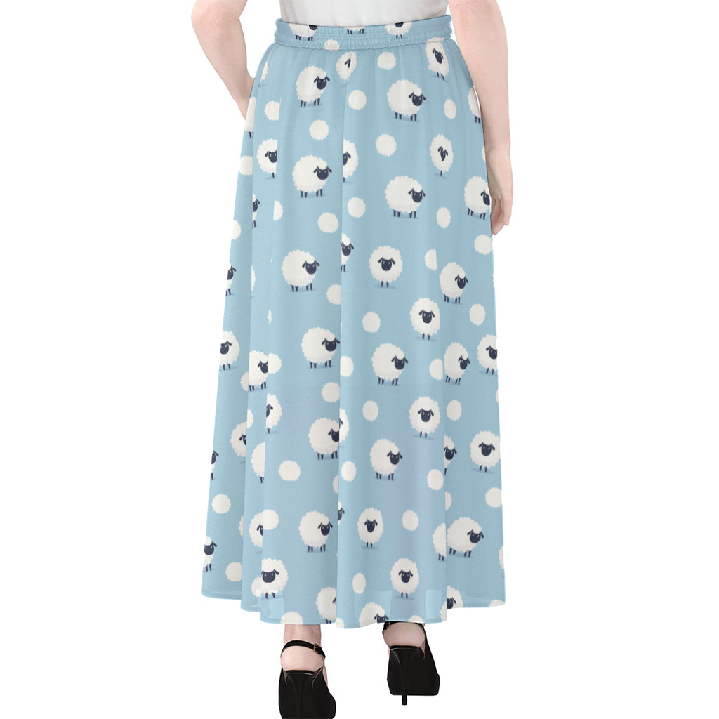 Cute Sheep Pattern Print Chiffon Maxi Skirt