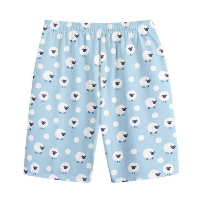 Cute Sheep Pattern Print Cotton Shorts
