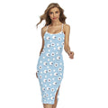 Cute Sheep Pattern Print Cross Back Cami Dress