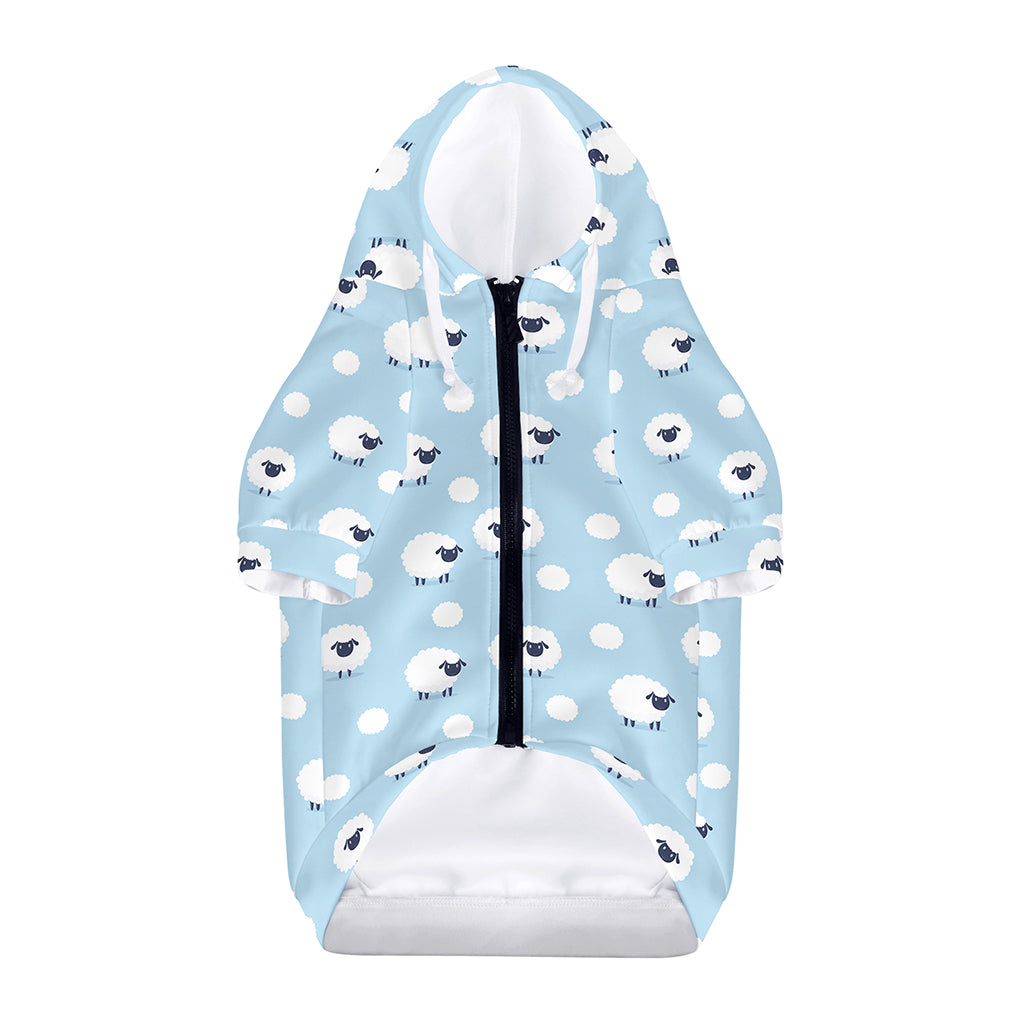 Cute Sheep Pattern Print Dog Zip Up Hoodie