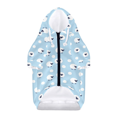 Cute Sheep Pattern Print Dog Zip Up Hoodie