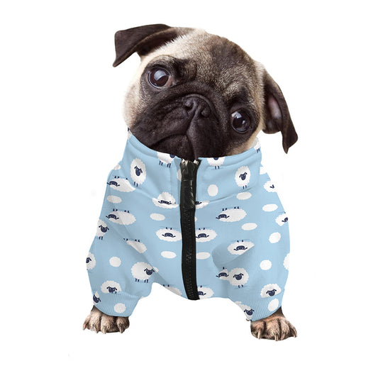Cute Sheep Pattern Print Dog Zip Up Jacket