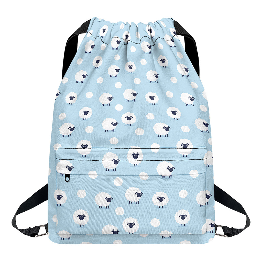 Cute Sheep Pattern Print Drawstring Backpack