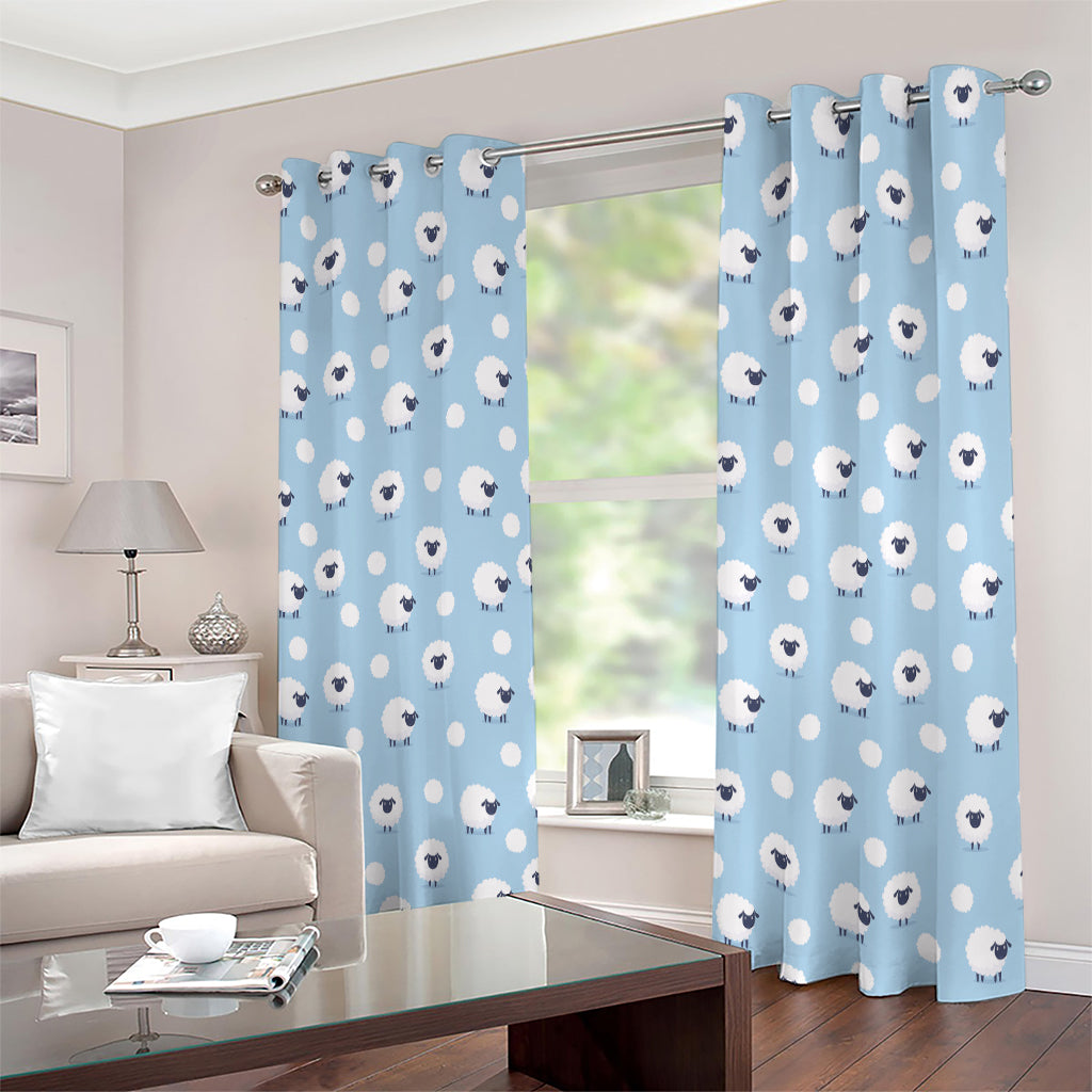 Cute Sheep Pattern Print Extra Wide Grommet Curtains