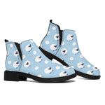Cute Sheep Pattern Print Flat Ankle Boots
