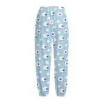 Cute Sheep Pattern Print Fleece Lined Knit Pants