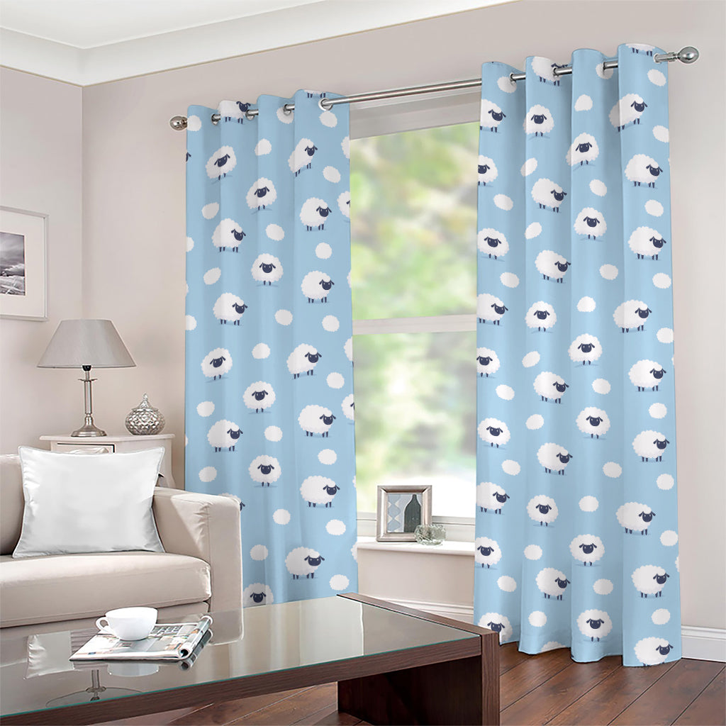 Cute Sheep Pattern Print Grommet Curtains
