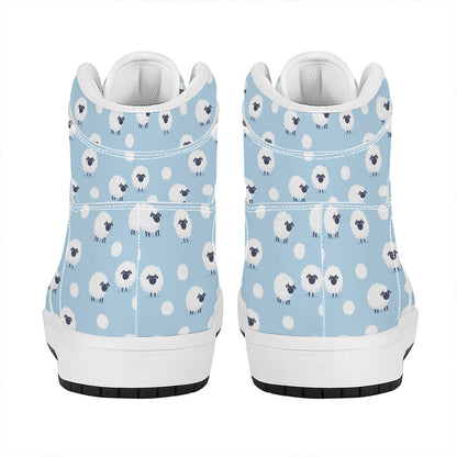 Cute Sheep Pattern Print High Top Leather Sneakers