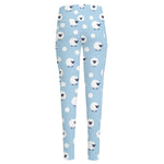 Cute Sheep Pattern Print High-Waisted Pocket Leggings