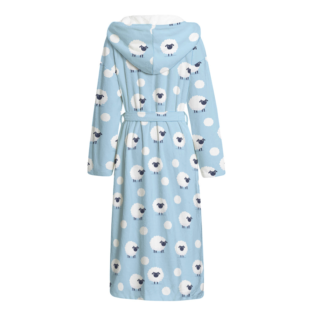 Cute Sheep Pattern Print Hooded Bathrobe