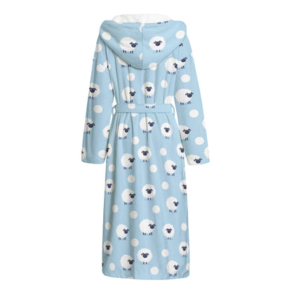 Cute Sheep Pattern Print Hooded Bathrobe
