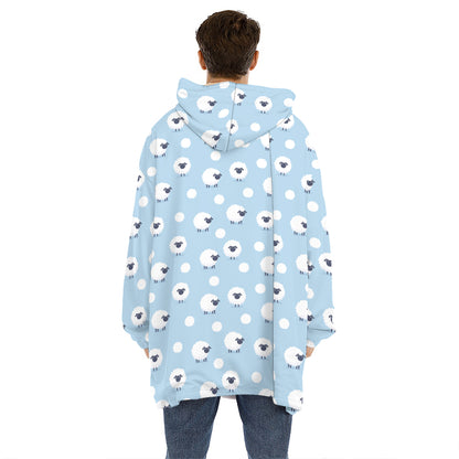 Cute Sheep Pattern Print Hoodie Blanket
