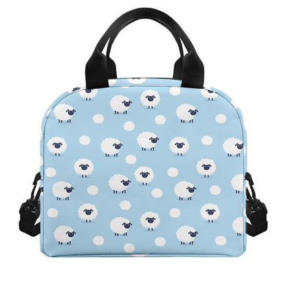 Cute Sheep Pattern Print Insulated Lunch Bag
