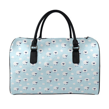 Cute Sheep Pattern Print Leather Duffle Bag