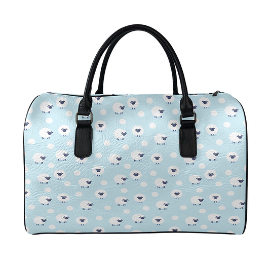 Cute Sheep Pattern Print Leather Duffle Bag