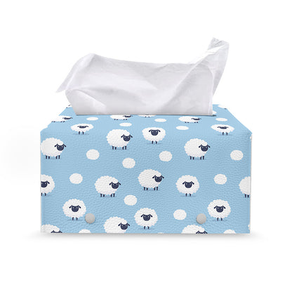 Cute Sheep Pattern Print Leather Tissue Box Cover