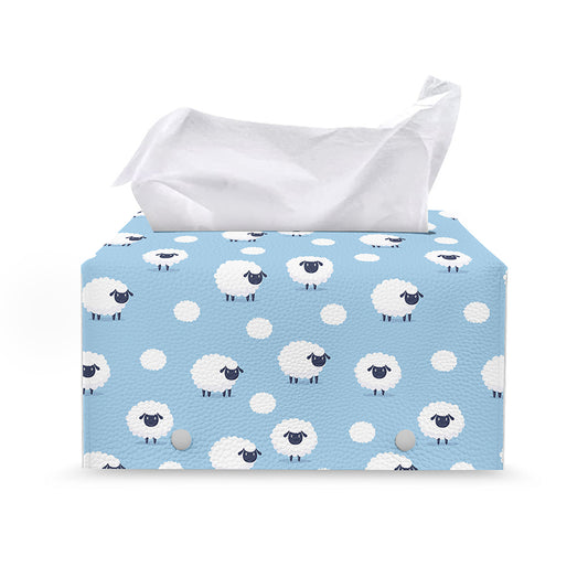 Cute Sheep Pattern Print Leather Tissue Box Cover