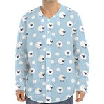 Cute Sheep Pattern Print Long Sleeve Baseball Jersey