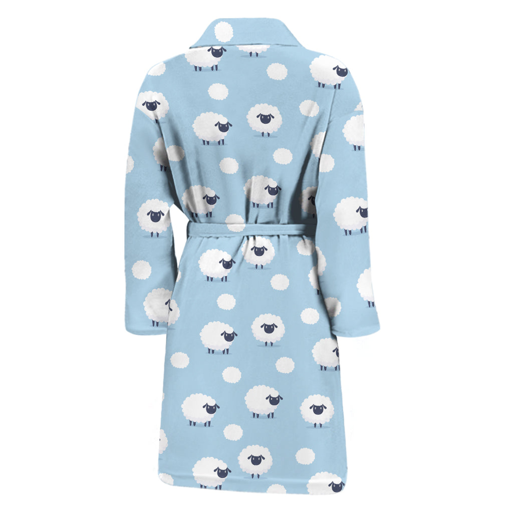 Cute Sheep Pattern Print Men's Bathrobe