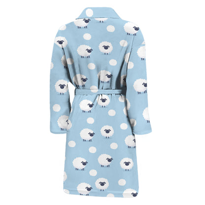 Cute Sheep Pattern Print Men's Bathrobe