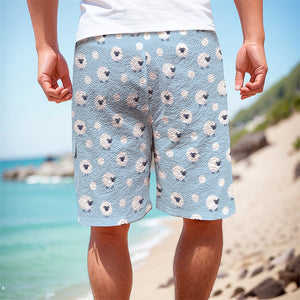 Cute Sheep Pattern Print Men's Cargo Shorts