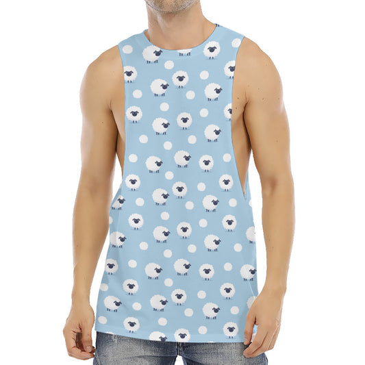 Cute Sheep Pattern Print Men's Muscle Tank Top