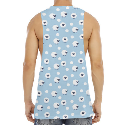 Cute Sheep Pattern Print Men's Muscle Tank Top