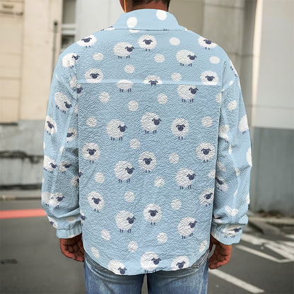 Cute Sheep Pattern Print Men's Shirt Jacket