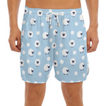 Cute Sheep Pattern Print Men's Split Running Shorts