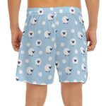 Cute Sheep Pattern Print Men's Split Running Shorts