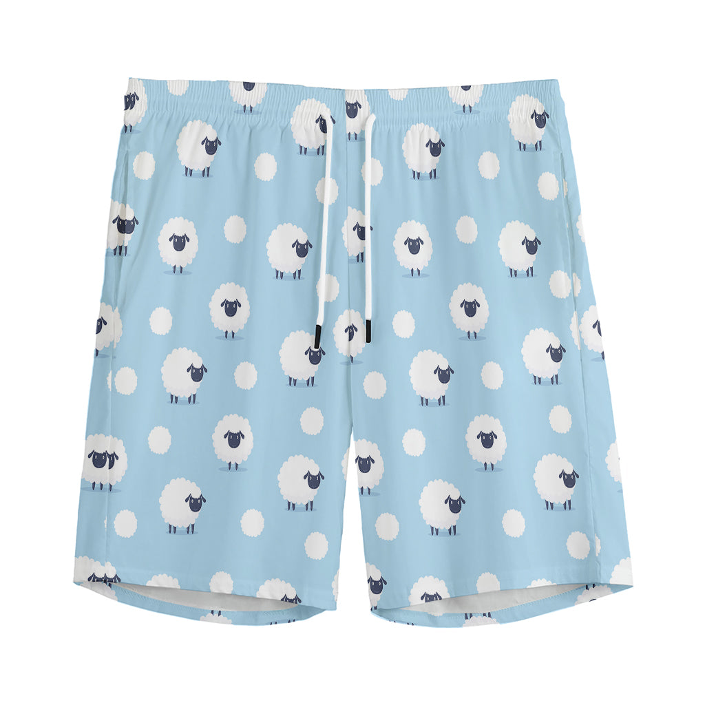 Cute Sheep Pattern Print Men's Sports Shorts