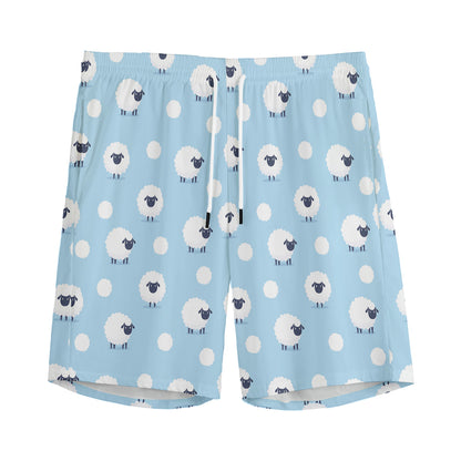 Cute Sheep Pattern Print Men's Sports Shorts