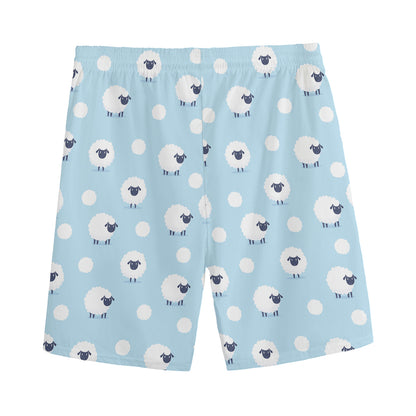 Cute Sheep Pattern Print Men's Sports Shorts