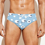 Cute Sheep Pattern Print Men's Swim Briefs