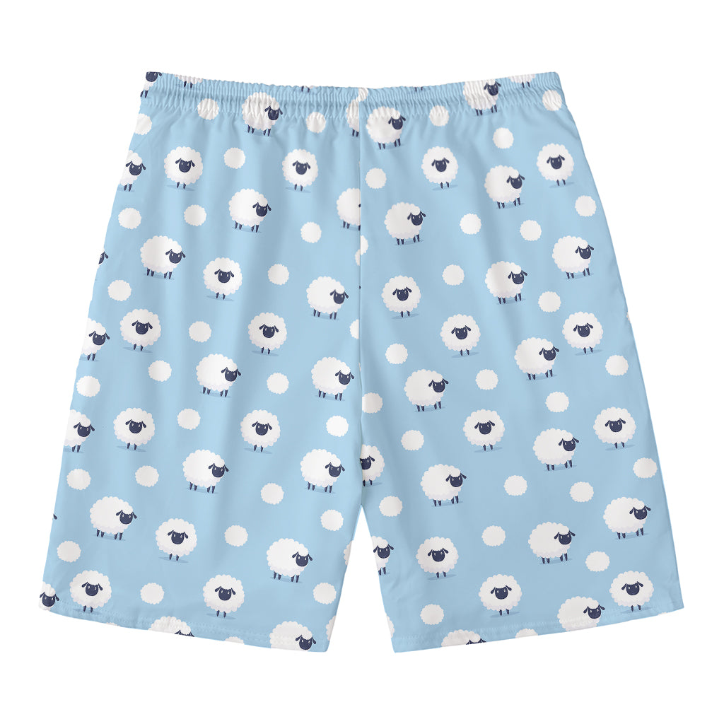 Cute Sheep Pattern Print Men's Swim Trunks