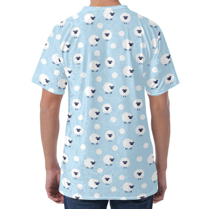 Cute Sheep Pattern Print Men's Velvet T-Shirt