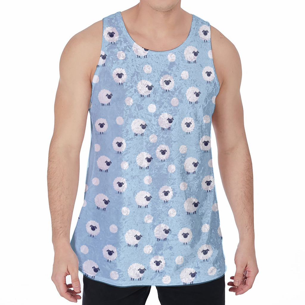 Cute Sheep Pattern Print Men's Velvet Tank Top