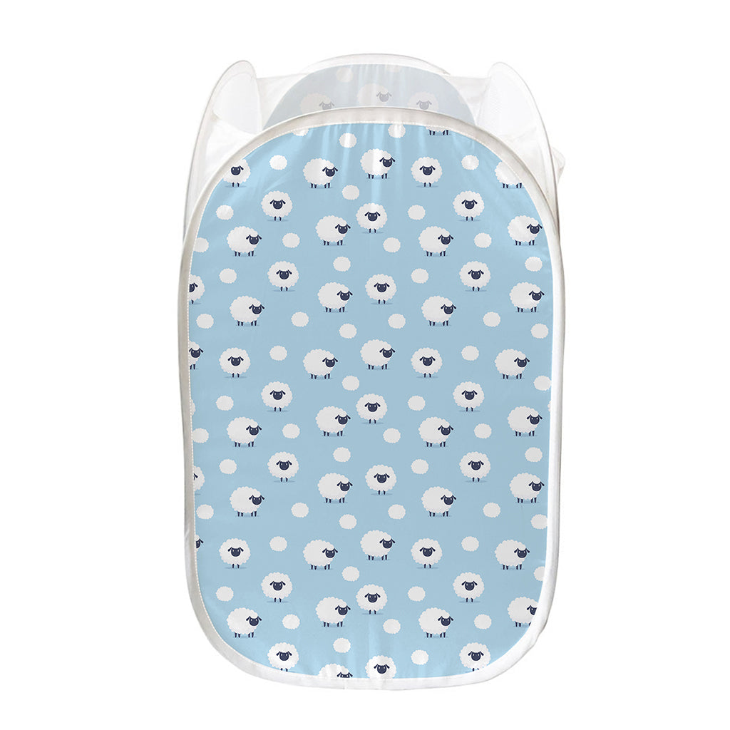 Cute Sheep Pattern Print Mesh Laundry Hamper