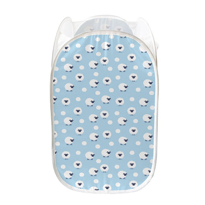 Cute Sheep Pattern Print Mesh Laundry Hamper