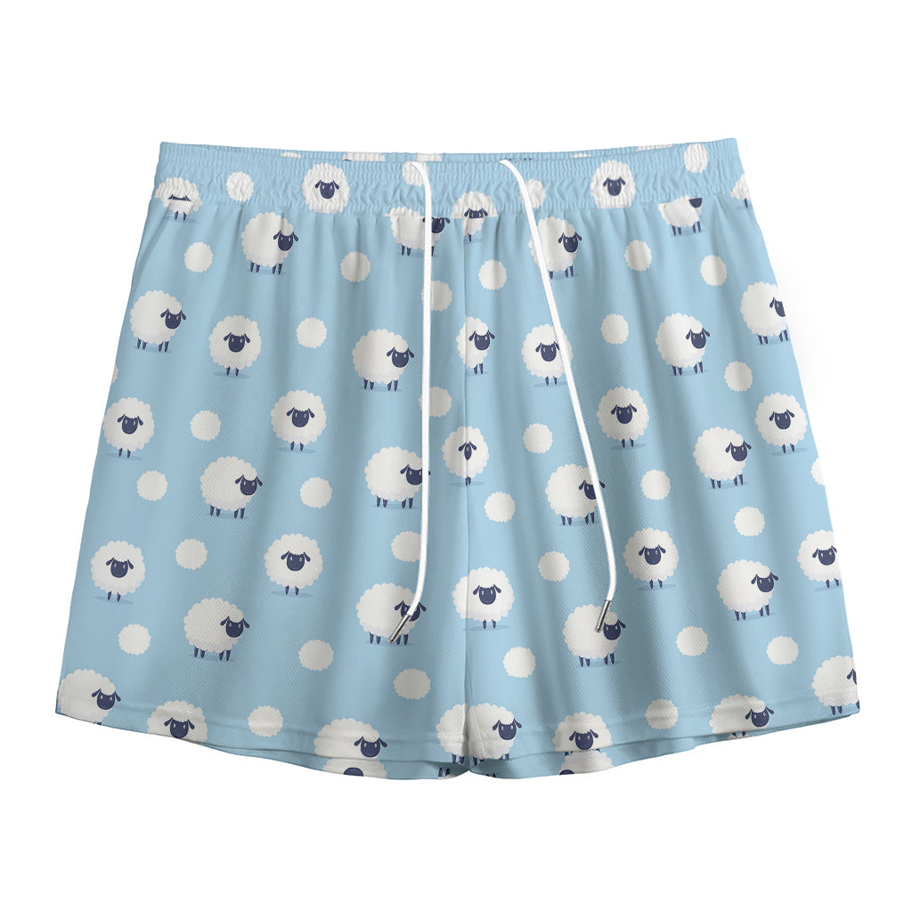 Cute Sheep Pattern Print Mesh Shorts