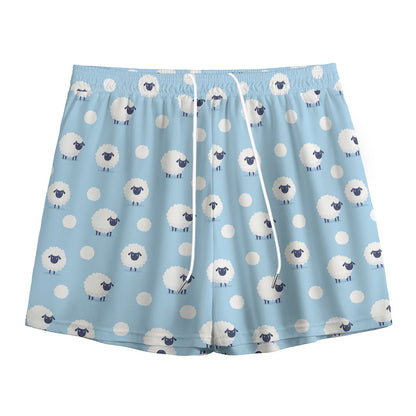 Cute Sheep Pattern Print Mesh Shorts