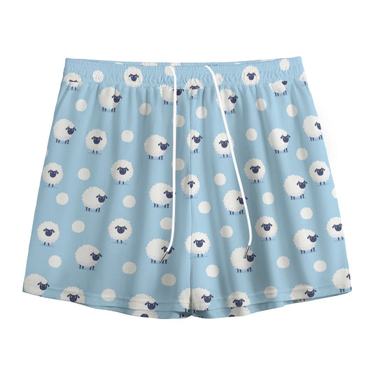 Cute Sheep Pattern Print Mesh Shorts