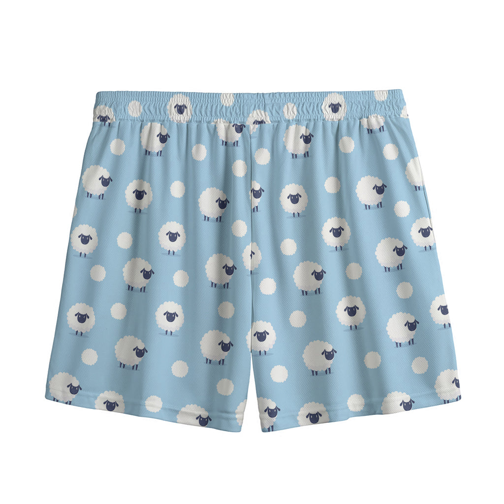 Cute Sheep Pattern Print Mesh Shorts