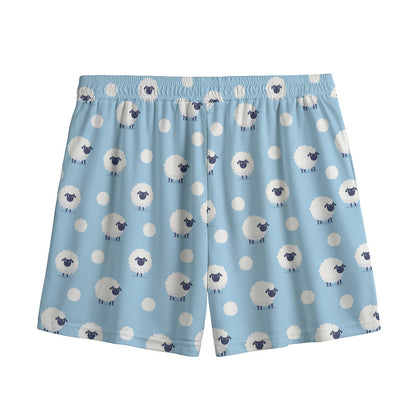 Cute Sheep Pattern Print Mesh Shorts